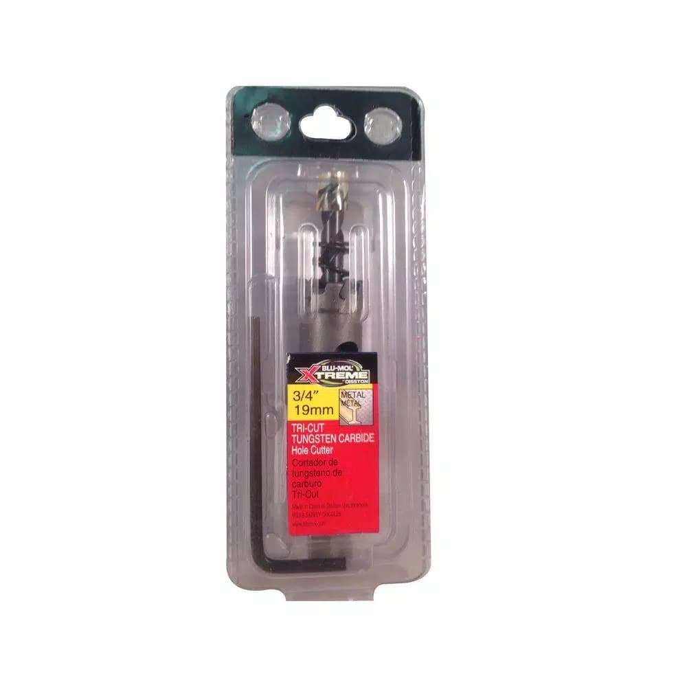 BLU-MOL Xtreme Tri-Cut Tungsten Carbide Hole Cutter, 3/4 in.