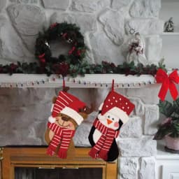 Glitzhome 19 in. 3D Hooked Penguin and Reindeer Christmas Stocking Set of 2 thumbnail 4