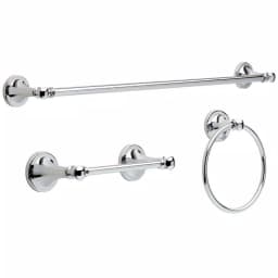 Delta Silverton 3-Piece Chrome Bath Hardware Set with Towel Ring, Toilet Paper Holder, and 24 in. Towel Bar thumbnail 1