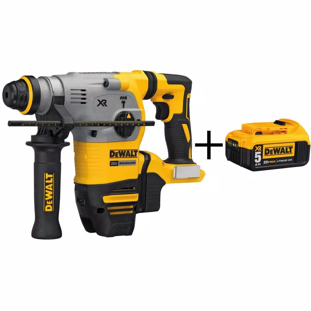 DEWALT 20V MAX XR Brushless 1-1/8 in. SDS Plus L-Shape Rotary Hammer Kit with (1) 5.0 Ah Battery