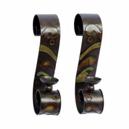 LITTON LANE 19 in. Scrolled Iron Candle Sconces with Metallic Brown Finish (Pair) thumbnail 2