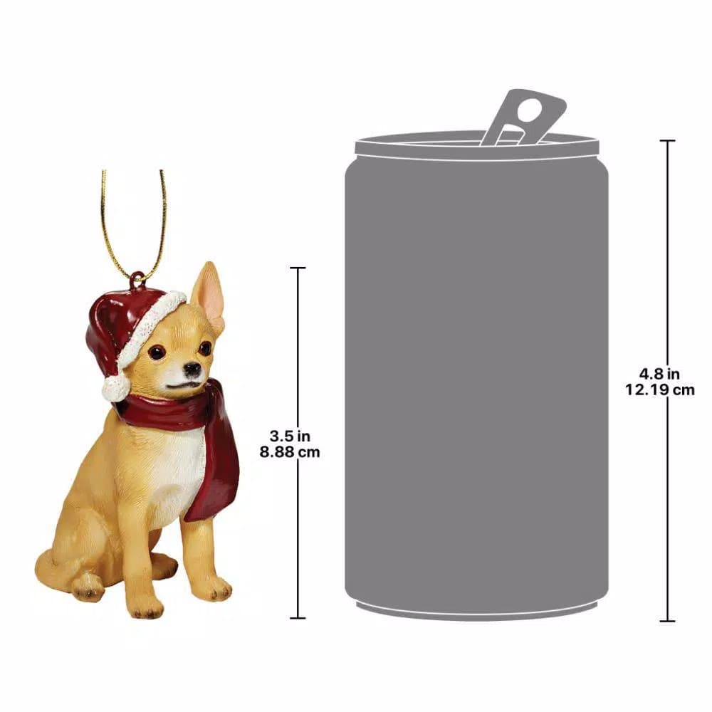 Design Toscano Chihuahua Holiday Dog Ornament Sculpture, Hand-Painted Resin