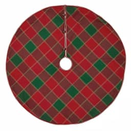 VHC Brands Tristan 48 in. Cherry Red and Shamrock Green Plaid Christmas Tree Skirt thumbnail 1
