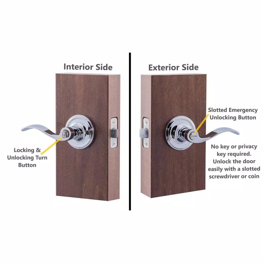 Copper Creek Waverlie Polished Stainless Steel Privacy Bed/Bath Door Lever