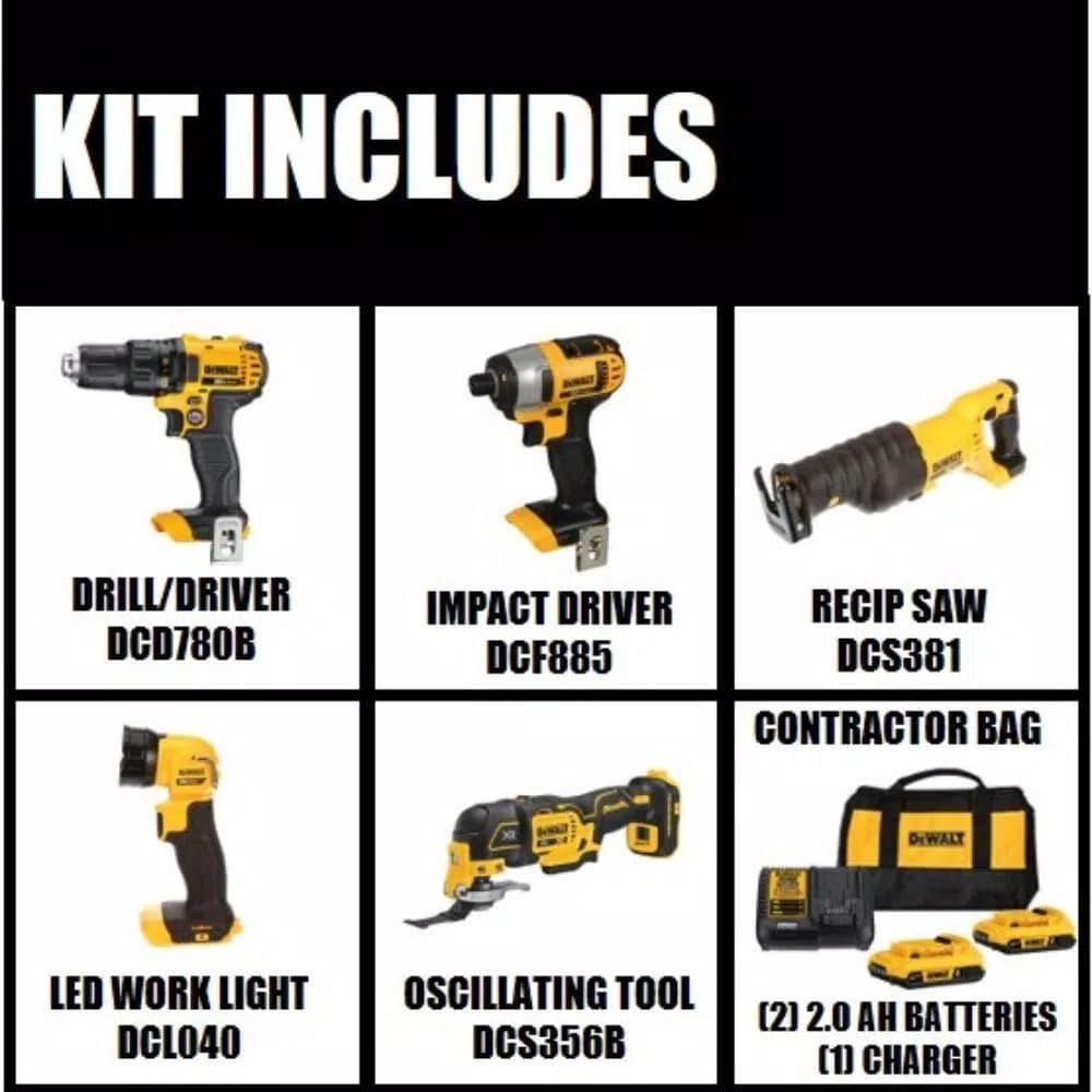 DEWALT 20V MAX Cordless Combo Kit with Brushless Oscillating Tool, 2 Batteries & Charger
