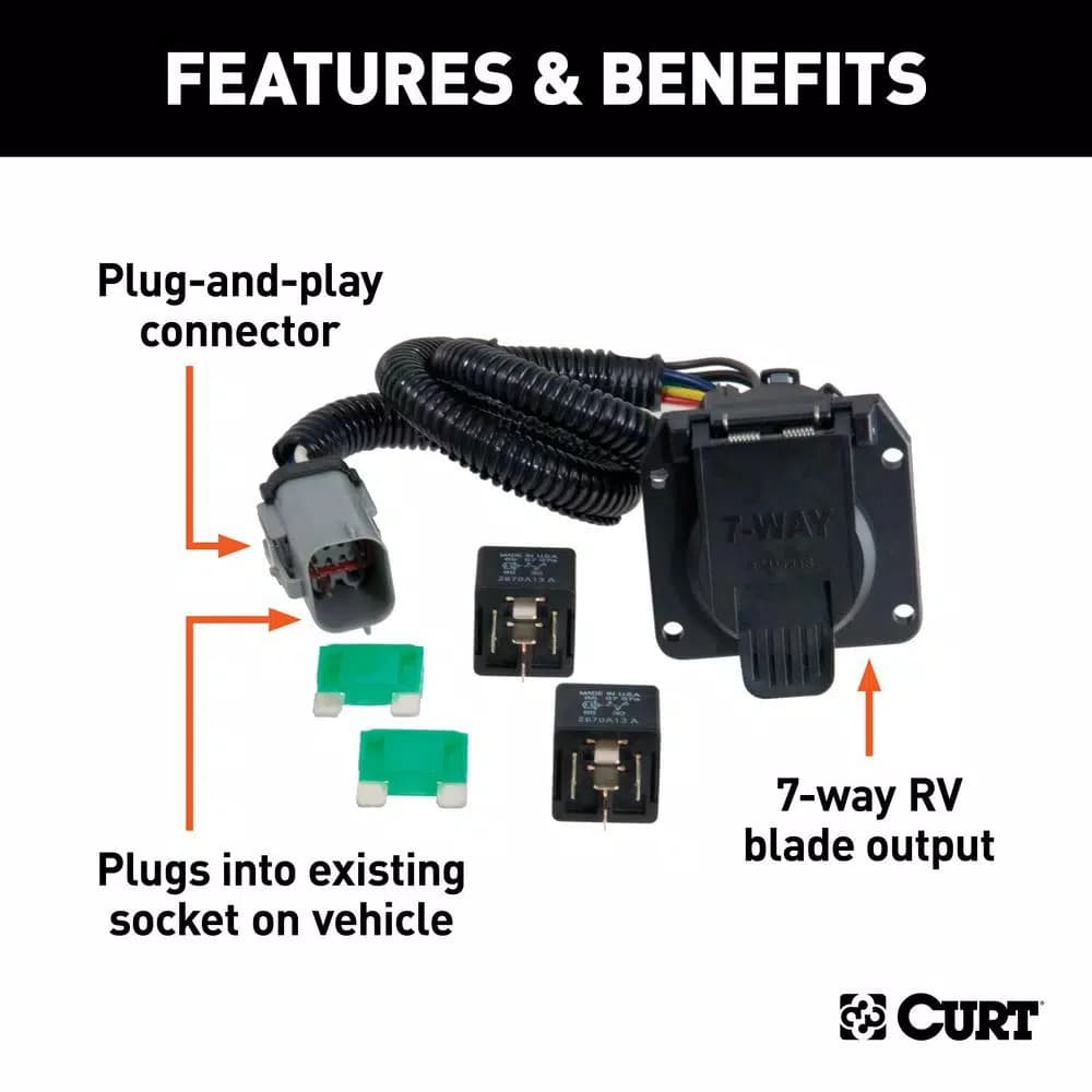 CURT Custom 7-Way RV Blade Trailer Wiring Harness for Ford F250 F350 F450 F550