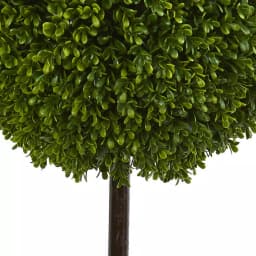 Nearly Natural 3 ft. Artificial Boxwood Ball Topiary Tree in Sand Colored Oval Planter thumbnail 2