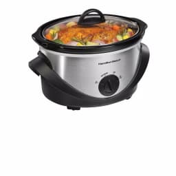 Hamilton Beach 4 Qt. Black Chrome Slow Cooker with 3 Heat Settings and Glass Lid thumbnail 1