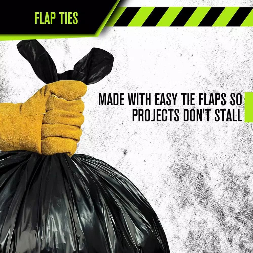 Unbranded 55-60 Gallon Black Low Density EZ Closure Trash Bags, 1.5 Mil, 100-Count