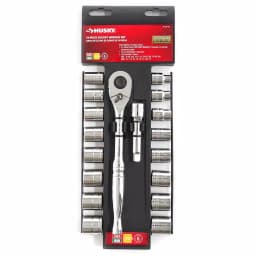 Husky 18-Piece 3/8 in. Drive Ratchet and SAE/Metric Socket Set thumbnail 2