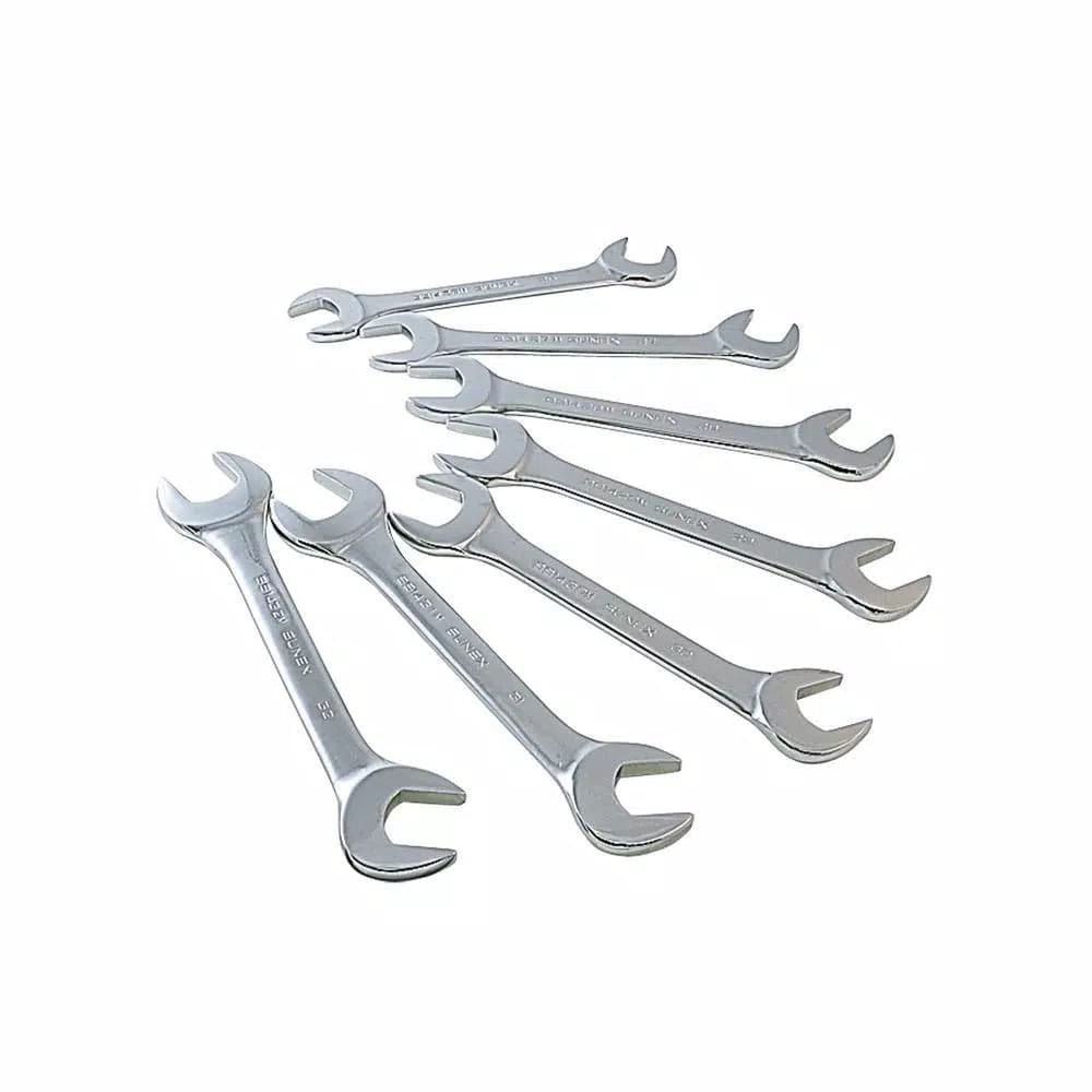 Sunex Tools 7-Piece Jumbo Metric Angled Open-End Wrench Set with Canvas Pouch