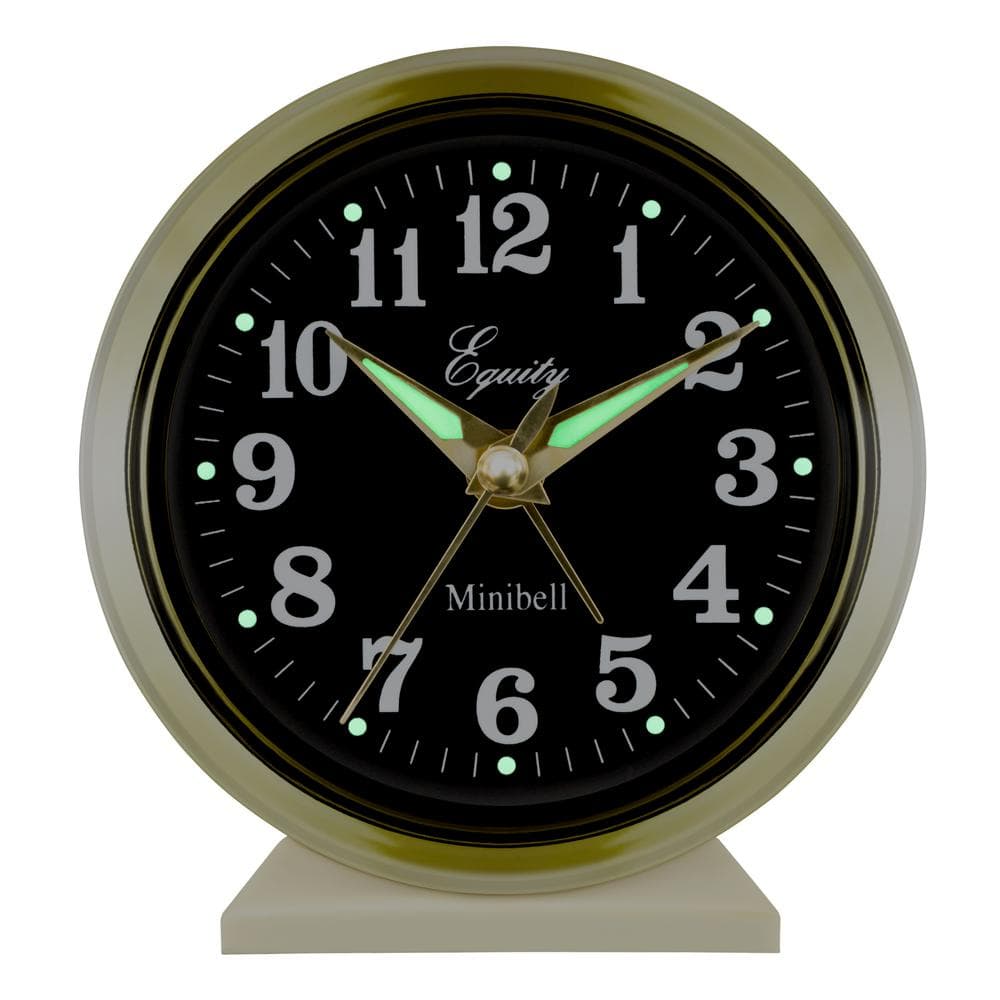 Equity by La Crosse 4 in. Round Analog Wind-Up Bell Metal Alarm Clock - Gold
