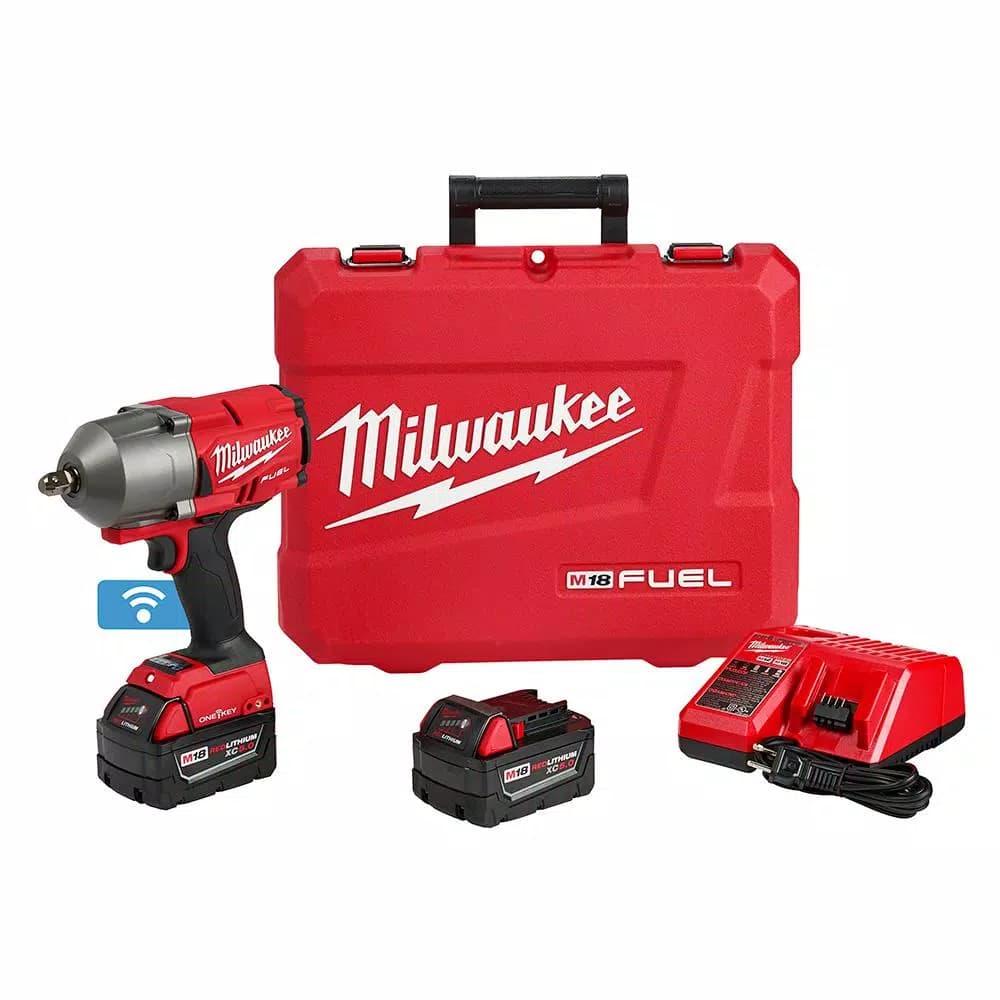 Milwaukee M18 FUEL ONE-KEY 1/2 in. High Torque Impact Wrench Kit with (2) 5.0 Ah Batteries