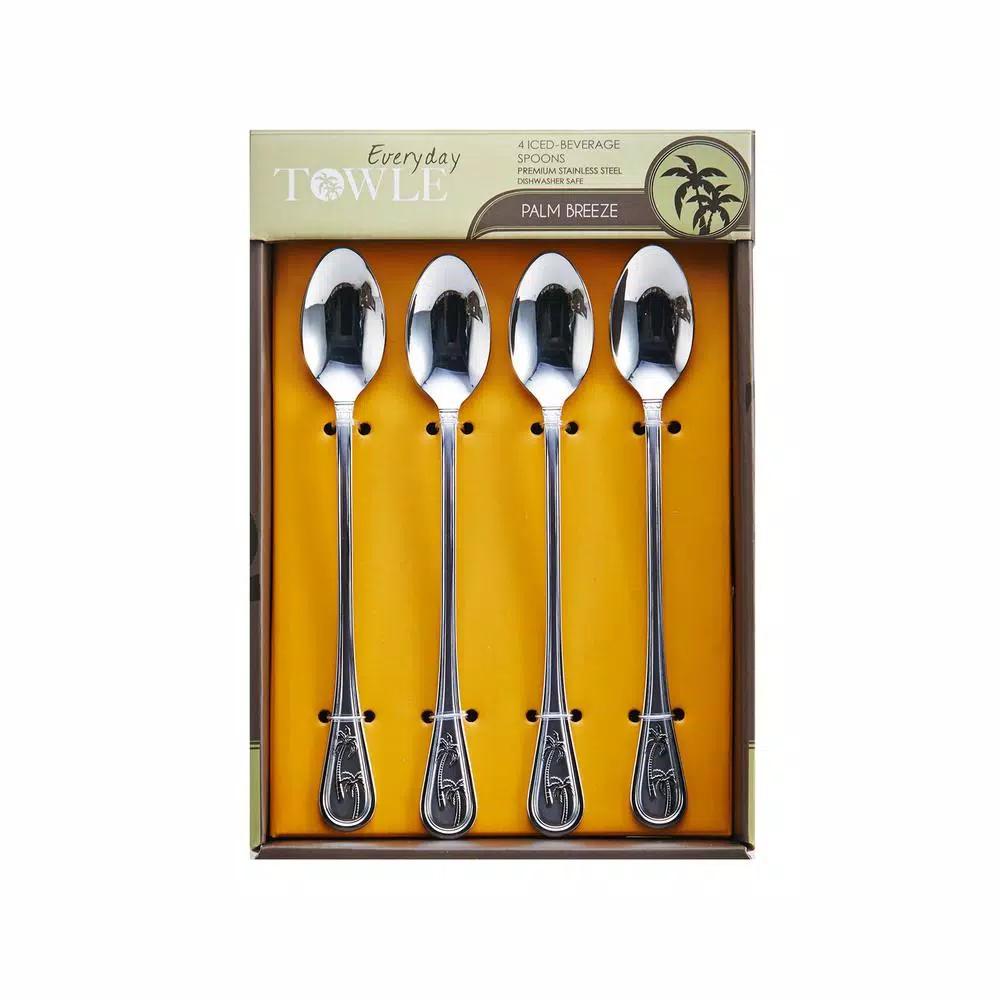 Towle Living Towle Everyday Palm Breeze Stainless Steel Iced Beverage Spoons, Set of 4