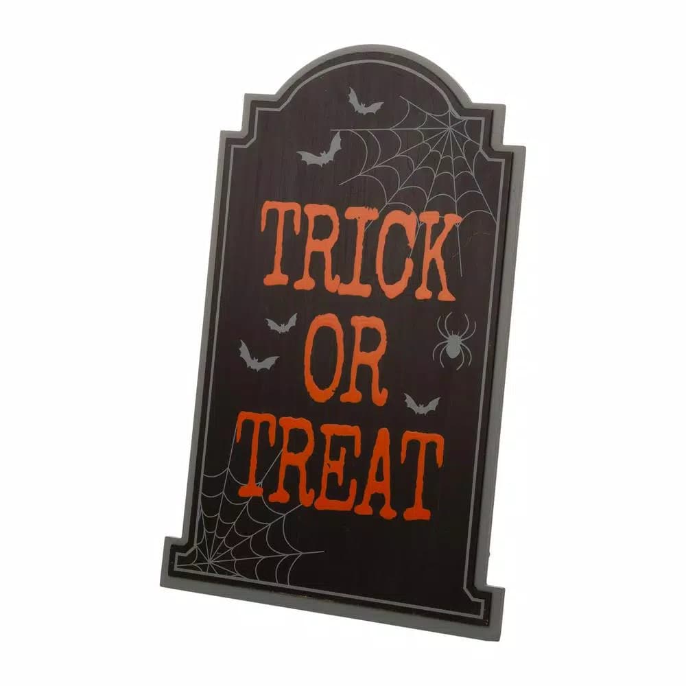 Glitzhome 29 in. Halloween Wooden Tombstone Yard Stake, Hanging, or Standing Decor