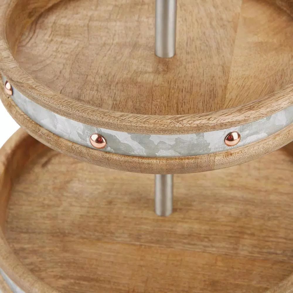 Mind Reader Products 3-Tier Silver Cake Stand with Handle, Galvanized Steel Dessert Display