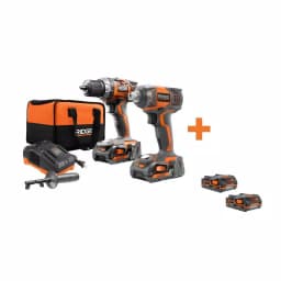 RIDGID 18V Cordless Drill/Driver and Impact Driver Combo Kit with 4 Lithium-Ion Batteries thumbnail 1
