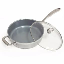 Chantal Induction 21 Steel 10 in. Stainless Steel Ceramic Nonstick Skillet with Glass Lid, Brushed Stainless Steel thumbnail 4