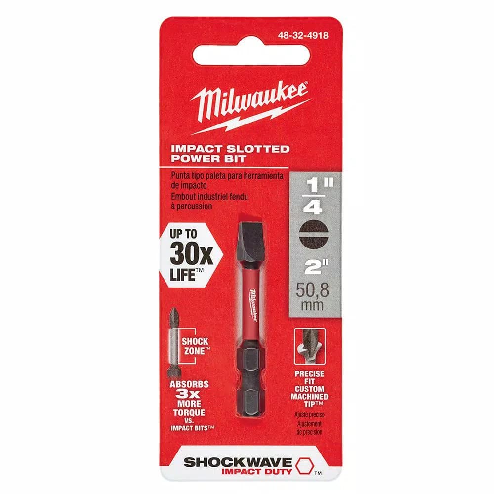 Milwaukee SHOCKWAVE Impact Duty 2 in. Slotted Power Bit, 1/4 in. Hex Shank