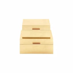 CosmoLiving by Cosmopolitan Metallic Gold Decorative Wooden Boxes, Set of 2, Rectangular Gold Leaf Finish thumbnail 2