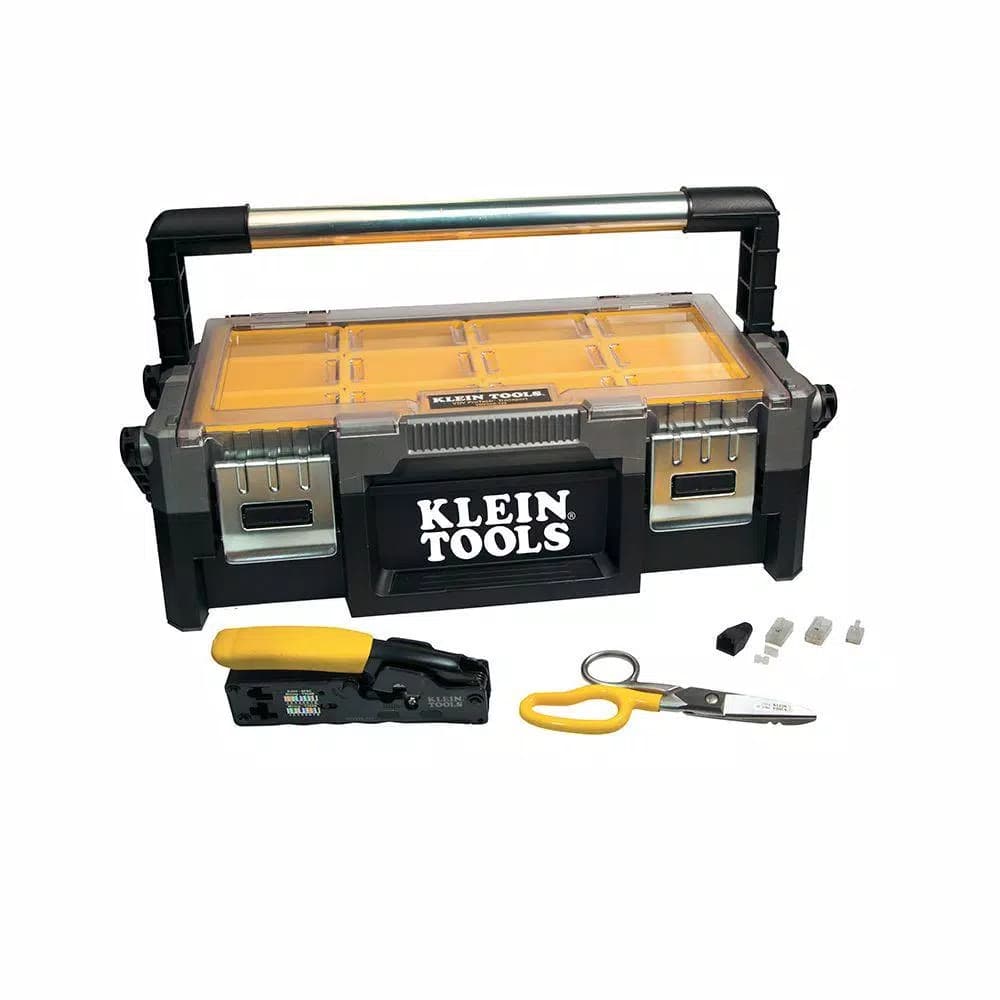 Klein Tools VDV ProTech Data Kit with Ratcheting Crimper, Plugs, and Tool Case