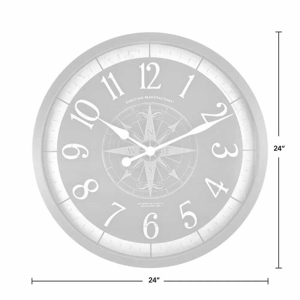 FirsTime 24 in. Compass Rose Wall Clock - Oil Rubbed Bronze Industrial Decor