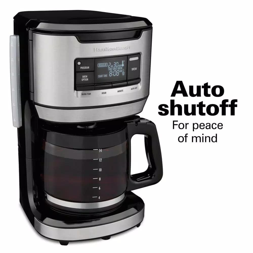Hamilton Beach 14-Cup Programmable Drip Coffee Maker with Front-Fill Design, Black