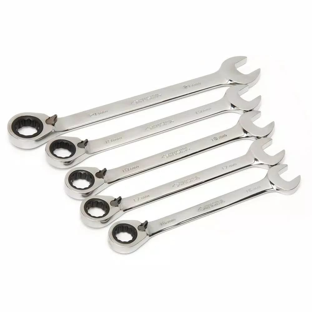 Husky 5-Piece Metric Reversible Ratcheting Wrench Set, Large Sizes