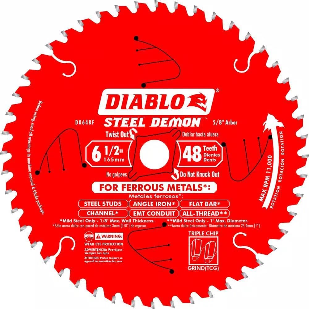 Diablo Steel Demon 6-1/2 in. 48-Tooth Carbide Ferrous Metal Cutting Circular Saw Blade