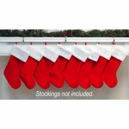 Haute Decor MantleClip Stocking Holder with Silver Rod, Adjustable Mantel Stocking Hanger (4-Pack) thumbnail 2