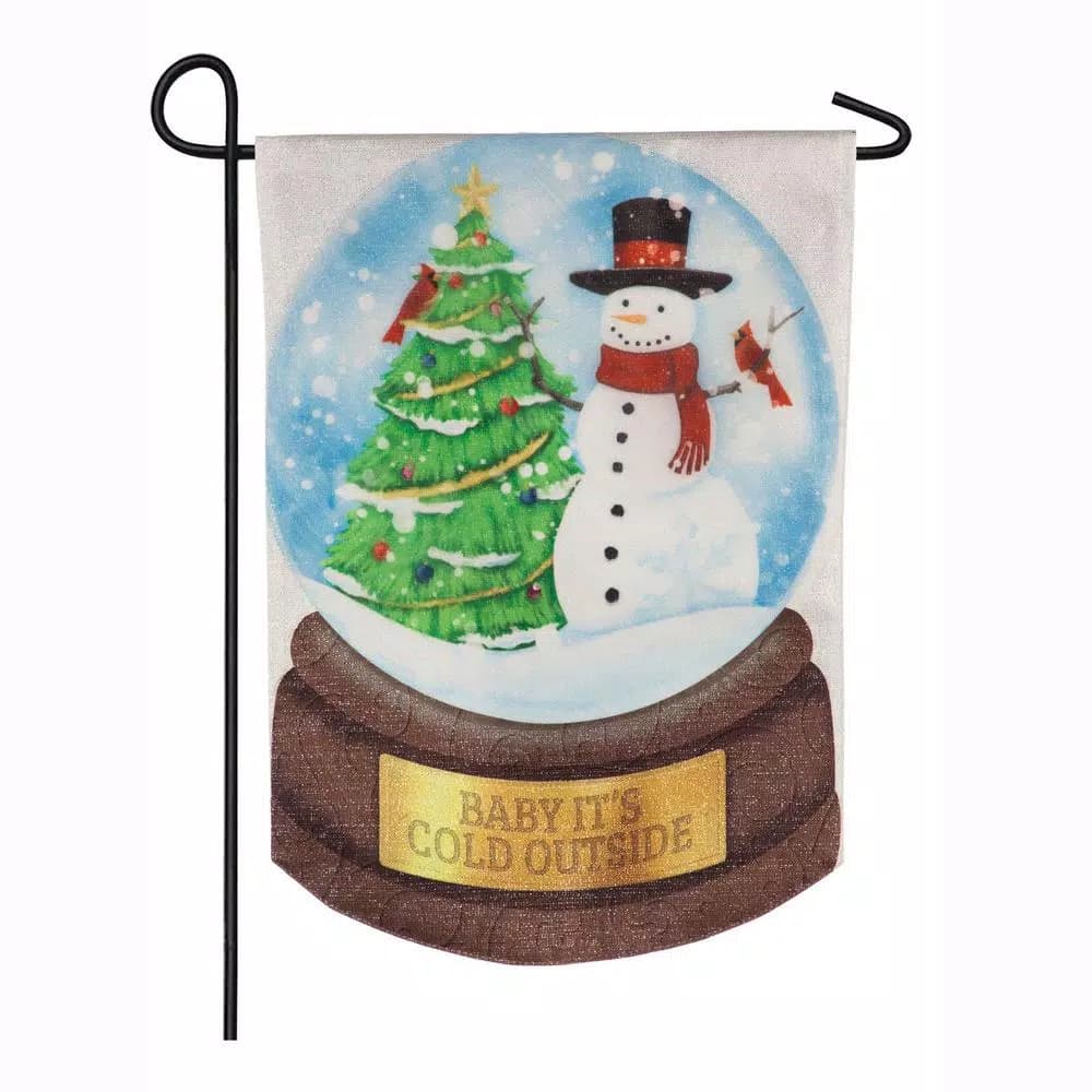 Evergreen 18 x 12.5 in. Snowman Snowglobe Christmas Garden Flag, Double-Sided Indoor/Outdoor
