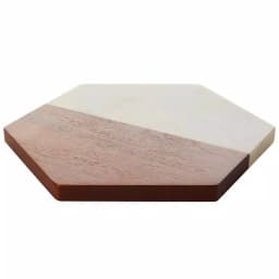 Libbey Urban Story Wood and Marble Hexagon Serving Tray thumbnail 1