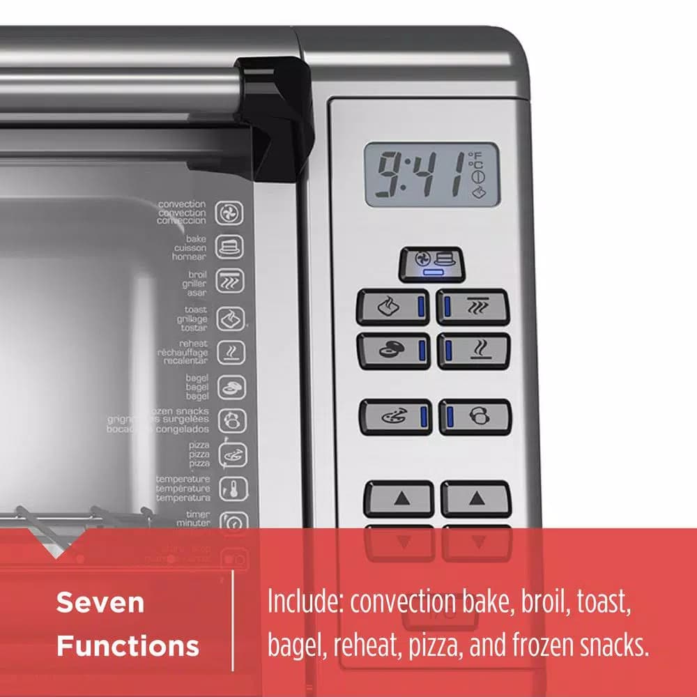 BLACK+DECKER 1550W Extra-Wide Digital Convection Toaster Oven, 8-Slice, Stainless Steel