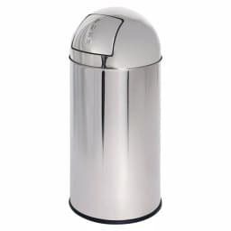Genuine Joe 12 Gal. Chrome Round Top Stainless Steel Trash Can with Push-to-Open Spring Door thumbnail 1