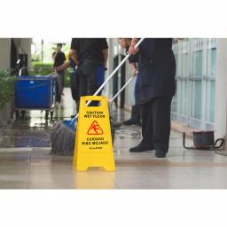 Alpine Industries 24 in. Yellow Bilingual Wet Floor Sign, 2-Sided A-Frame, 3-Pack thumbnail 4