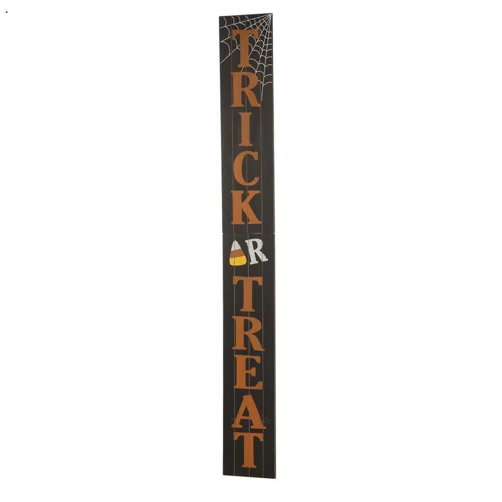 Glitzhome 59.68 in. Wooden Trick or Treat Porch Sign - Halloween Hanging Decor