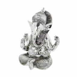 LITTON LANE 16 in. Antique Silver Sitting Ganesh Sculpture with Patterned Detailing thumbnail 4