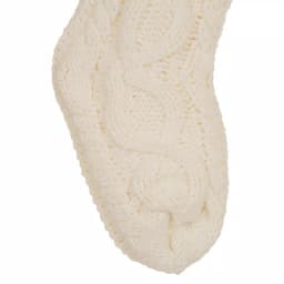 Glitzhome 24 in. White Knitted Polyester Christmas Stocking with Pom Pom Balls thumbnail 4