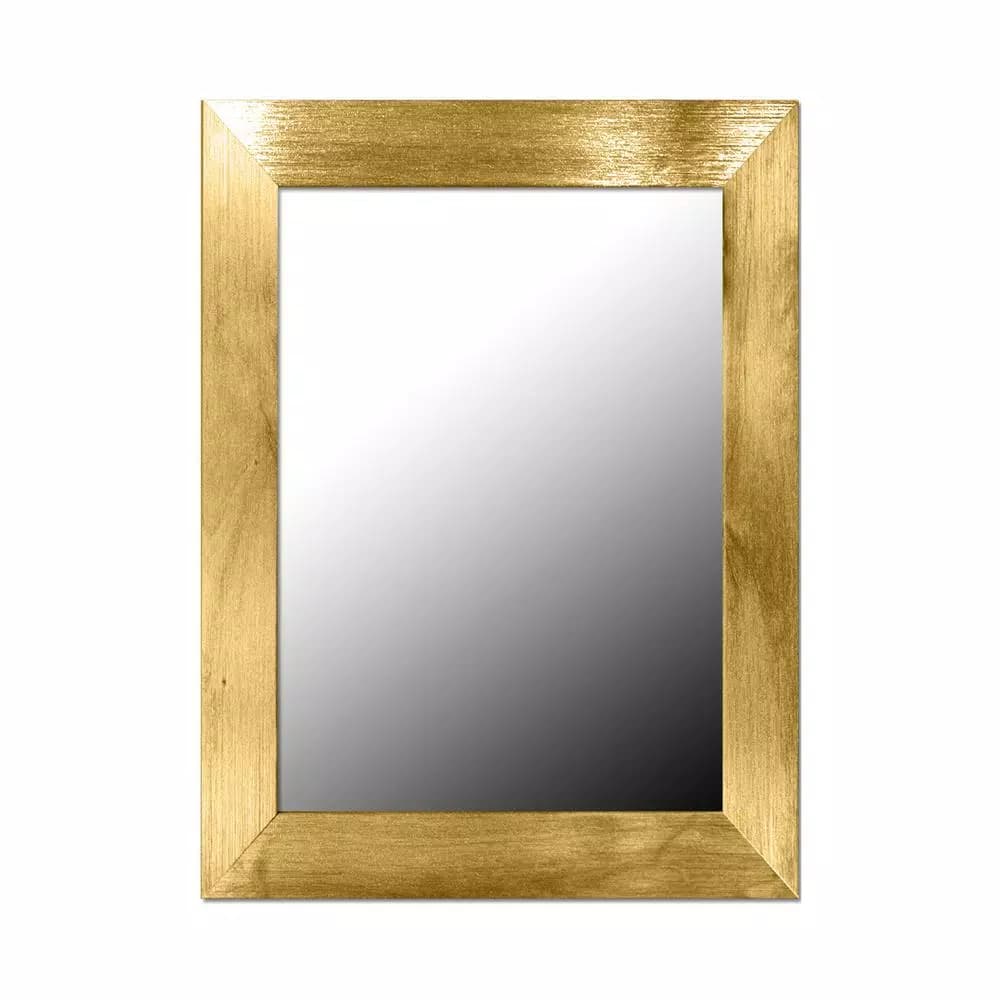 Home Basics Gold Rectangle Novelty Wall Mirror with Wooden Frame, 18 in. H