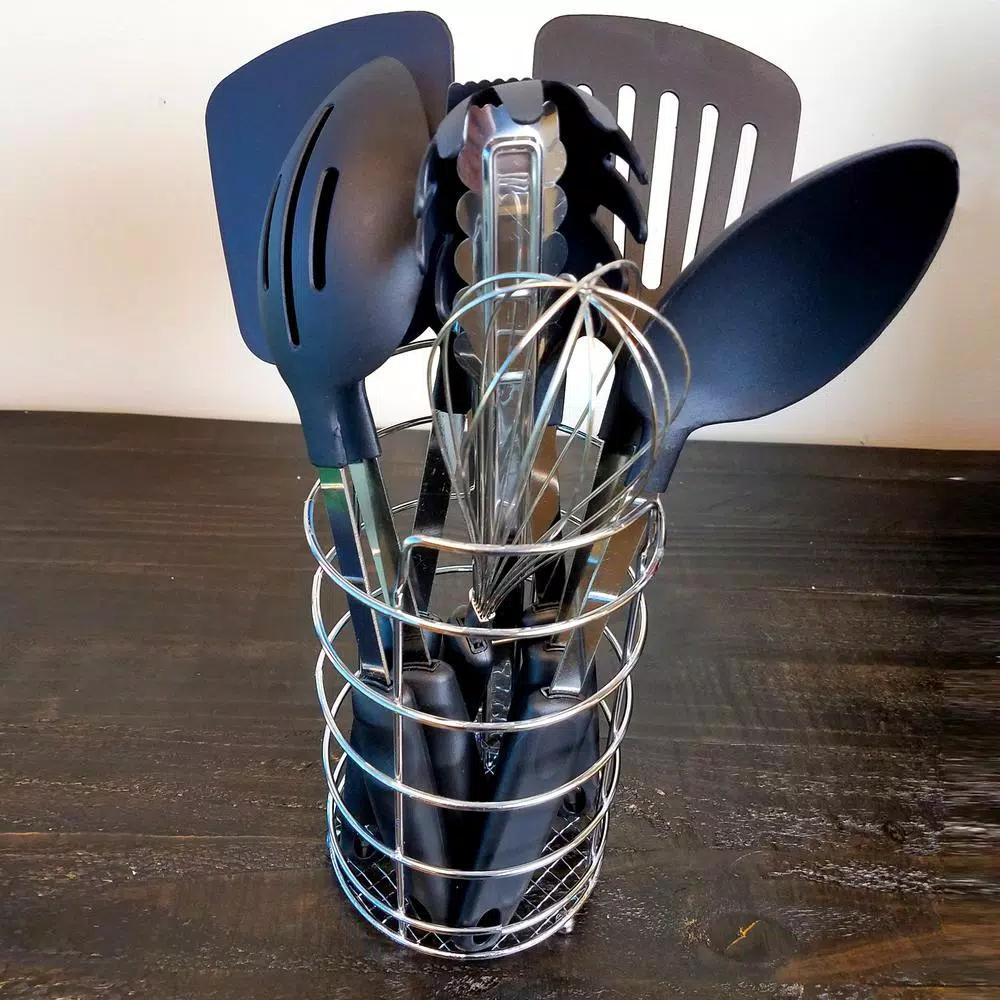 Gibson Chef's Better Basics 9-Piece Nylon Kitchen Utensil Set with Wire Caddy
