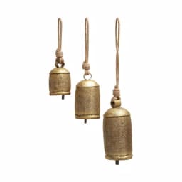 LITTON LANE Gold Brass Iron Bells with Natural Jute Rope Hangers, Set of 3 thumbnail 2