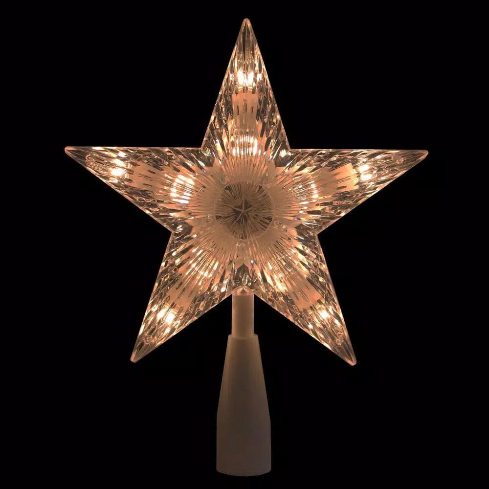 Northlight 7 in. Traditional 5-Point Star Christmas Tree Topper with Clear Mini Lights