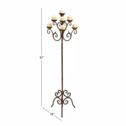 LITTON LANE 61 in. Brown Iron Scroll Design 7-Light Candelabra Floor Stand thumbnail 4