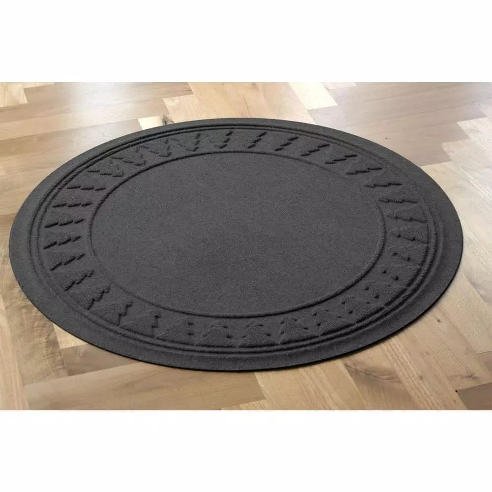 Bungalow Flooring Aqua Shield Charcoal 35 in. Round Pine Trees Christmas Tree Mat