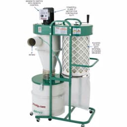 Grizzly Industrial 1-1/2 HP 2-Stage Cyclone Dust Collector with 6 in. Intake and Remote Control thumbnail 5