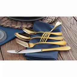 Artaste Rain 20-Piece 18/10 Stainless Steel Flatware Set, Gold Titanium Finish, Service for 4 thumbnail 4