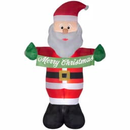 Gemmy 5 ft. x 8 ft. Inflatable Animated Santa with Merry Christmas Banner Holiday Decoration thumbnail 1