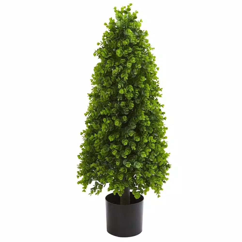 Nearly Natural 3 ft. Artificial Eucalyptus Topiary Tree - Indoor/Outdoor Greenery