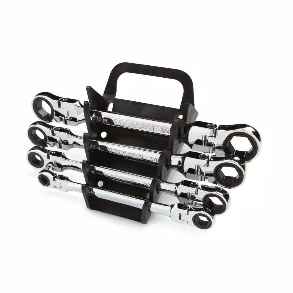 TEKTON 4-Piece Flex-Head Ratcheting Box End Wrench Set, 5/16 in. to 3/4 in.