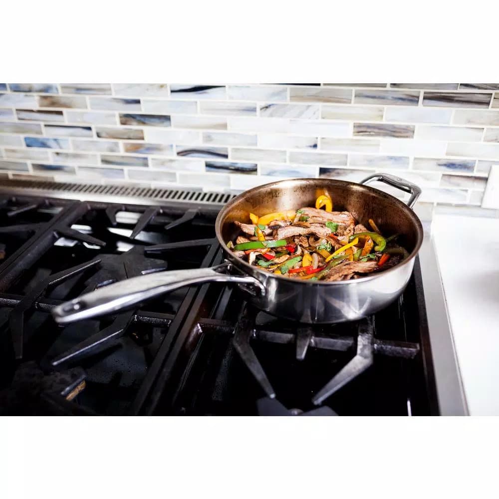 Swiss Diamond Premium Clad 5.3 qt. Stainless Steel Saute Pan with Glass Lid, 12.5 inch